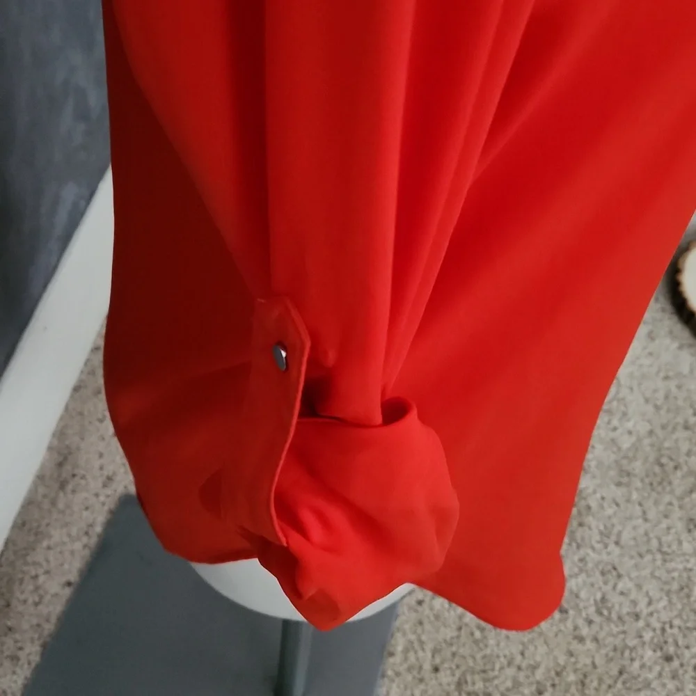 Mossimo Orange Button Down Womens Blouse Sz Small NEW - Picture 3 of 7